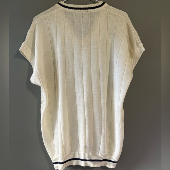 Vintage 90s Pierre Cardin Luxury Cream Short Sleeve Wool Vest Sweater - Picture 6 of 6
